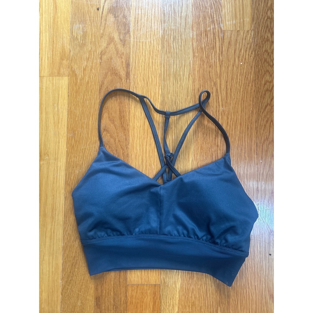 Alo Yoga Lavish Bra Dark Gray Strappy Racerback Sports Bra XS‎ W9133R
